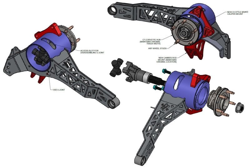 Ridetech 63 - 79 Chevy Corvette Rear StrongArms System For C7 Hubs - My Store