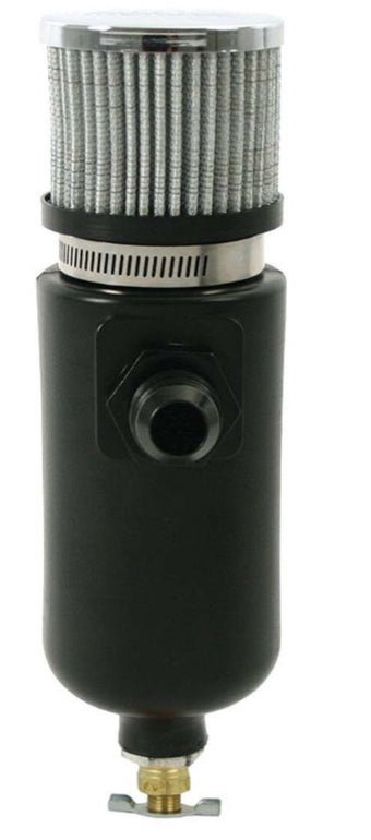 compare product Moroso Breather Tank/Catch Can -10An Male Inlet - Black Polyethylene