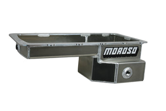 compare product Moroso Ford 5.0 Coyote/Fox Swap (w/Rear Sump) Road Race Baffled Wet Sump 7.5qt 6-5/8in Alum. Oil Pan