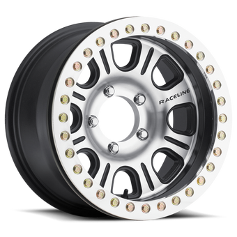 compare product Raceline RT232 Monster 17x8.5in/5x139.7 BP/0mm Offset/107.95mm Bore - BLK & Machined Beadlock Wheel