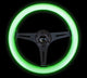 NRG Classic Wood Grain Steering Wheel (350mm) Glow - N - The - Dark Green Grip w/Black 3 - Spoke Center - My Store
