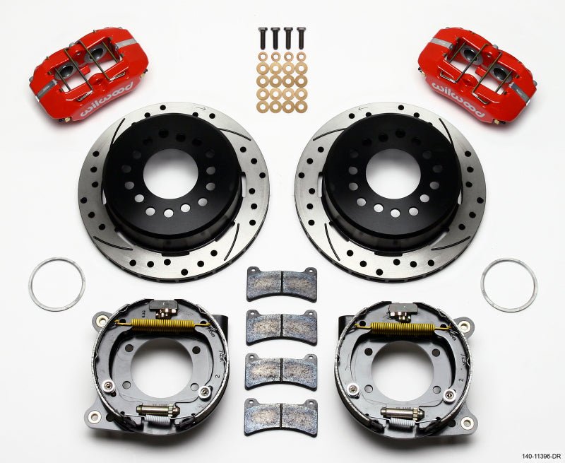 Wilwood Dynapro Low - Profile 11.00in P - Brake Kit Drill - Red Ford 8.8 w/2.50in Offset - 5 Lug - My Store