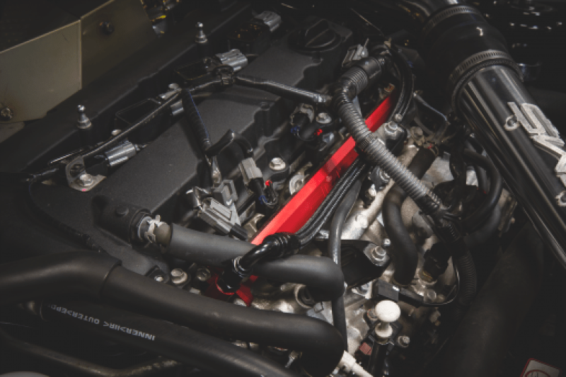 AMS Performance 08 - 15 Mitsubishi EVO X CNC Machined Aluminum Fuel Rail w/Pulsation Dampener - Red - My Store