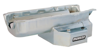 compare product Moroso 86-Up Chevrolet Small Block (w/1 Piece Rear Main Seal) Wet Sump 7qt 7-1/8in Steel Oil Pan