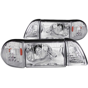 compare product ANZO 1987-1993 Ford Mustang Crystal Headlights Chrome w/ Corner Lights 2pc