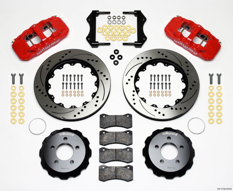 Wilwood AERO6 Front Hat Kit 14.25 Drilled Red 2006 - 10 Magnum/Challenger/Charger/300C - My Store