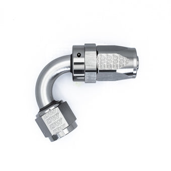 compare product DeatschWerks 8AN Female Swivel 120-Degree Hose End CPE - Anodized Titanium