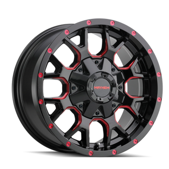 compare product Mayhem 8015 Warrior 17x9 / 5x127 BP / 18mm Offset / 87mm Hub Black w/ Prism Red Wheel
