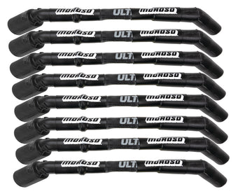 compare product Moroso GM LS Ultra 40 Custom Fit  Sleeved Ignition Wire Set 8in 135 Deg Boots - Black