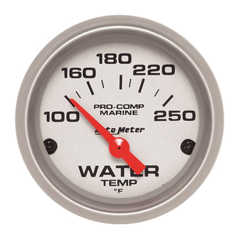 compare product Autometer Water Temp Gauge 2 1/6in 100-200 Degree F Electric Marine Silver
