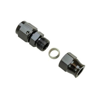 compare product Moroso Aluminum Fitting Adapter 6AN Female to 3/8in Tube Compression - Black