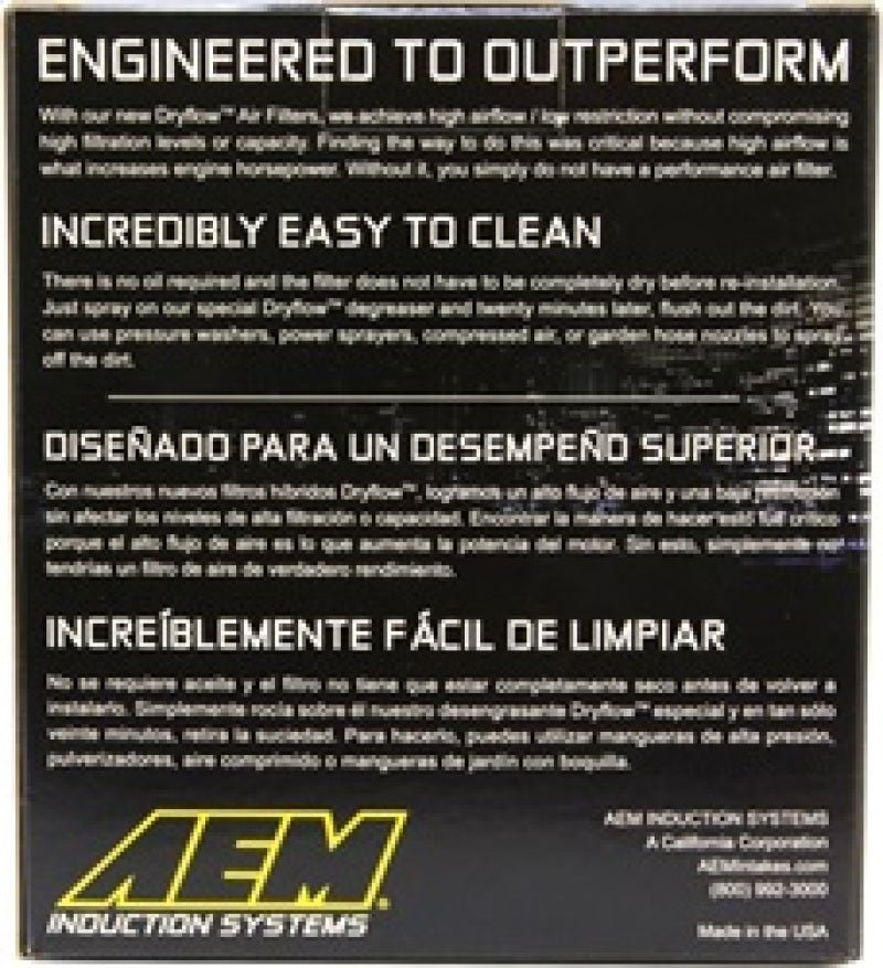 AEM Air Filter, 3inFLG/ 5inOD/ 6 - 1/2inH Dry Flow - My Store