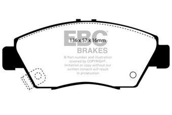 compare product EBC 12 Acura ILX 1.5 Hybrid Greenstuff Front Brake Pads