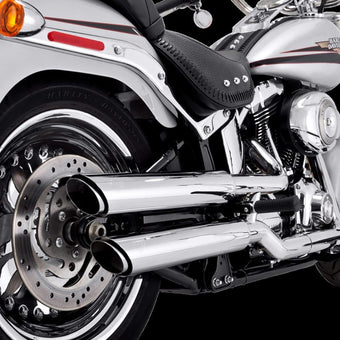 compare product Vance & Hines HD Softail Fatboy 07-17 Twin Slash Chrome PCX Slip-On Exhaust