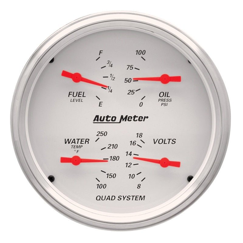 AutoMeter Gauge Kit 2 Pc. Quad & Speedometer 5in. Arctic White - My Store
