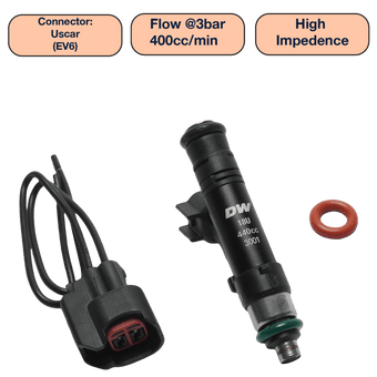 compare product DeatschWerks Universal 440cc Single Fuel Injector / 60mm Length / 14mm O-Ring Seals