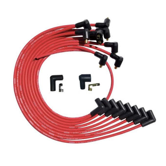 compare product Moroso SBC Over Valve Cover 90 Deg Plug Non-HEI Ultra Spark Plug Wire Set - Red