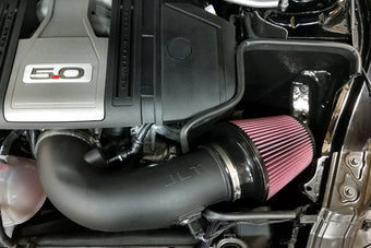 compare product JLT 18-21 Ford Mustang GT Black Textured Cold Air Intake Kit w/Red Filter - Tune Req