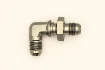 compare product DeatschWerks 6AN Male Flare To 6AN Male Flare Bulkhead Adapter 90-Degree (Incl. Nut)