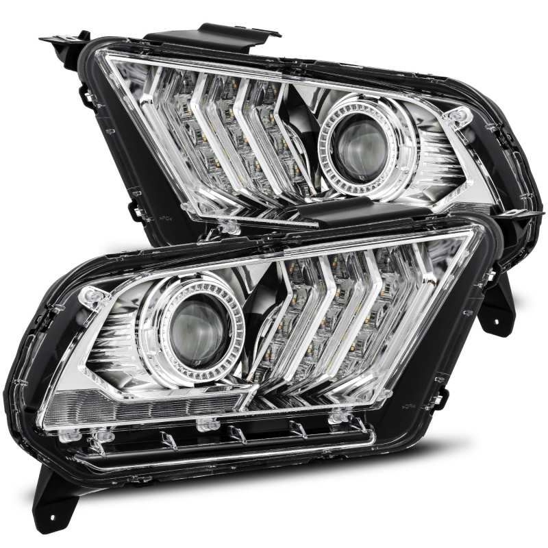 AlphaRex 10 - 12 Ford Mustang LUXX LED Proj Headlights Plank Style Chrome w/Activ Light/Seq Signal - My Store