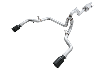 compare product AWE Tuning 2015+ Ford F-150 0FG Dual Exit Performance Exhaust System w/5in Diamond Black Tips