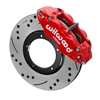compare product Wilwood 84-87 Porsche 911 Base Superlite 4R Front Brake Kit w/ Red Caliper Drilled & Slotted Rotor