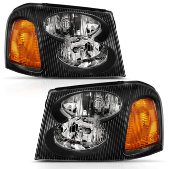 compare product ANZO 2002-2009 GMC Envoy Crystal Headlight  Black Amber