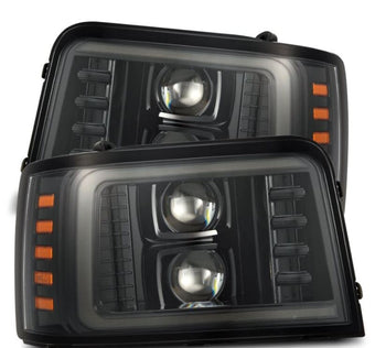 compare product AlphaRex 92-96 Ford F-Series/Bronco PRO-Series Proj Headlights Alpha-Blk w/Seq. Sig & DRL