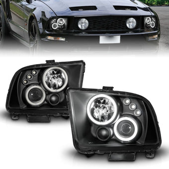 compare product ANZO 2005-2009 Ford Mustang Projector Headlights w/ Halo Black