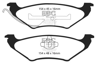compare product EBC 90-94 Ford Crown Victoria Greenstuff Rear Brake Pads