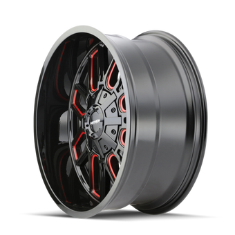 compare product Mayhem 8107 Cogent 20x10 / 6x135 BP / -19mm Offset / 106mm Hub Black w/ Prism Red Wheel