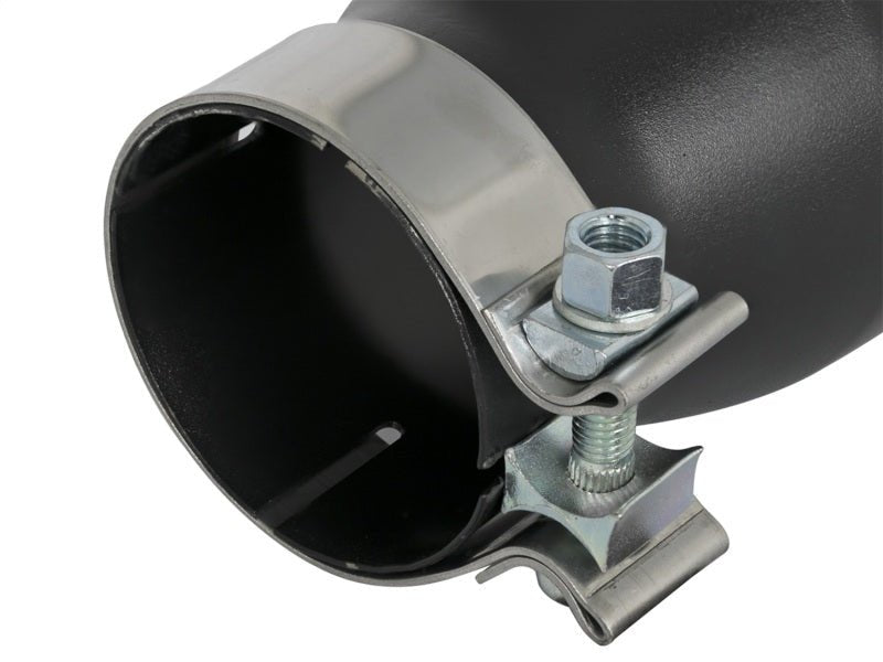 aFe MACH Force - Xp 409 SS Exhaust Tip Black (Left Side) 3in In x 4 - 1/2in Out x 9in L Clamp - On - My Store