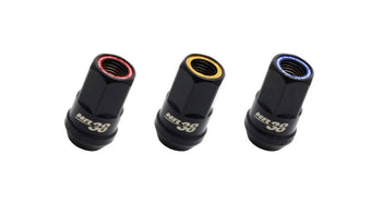 compare product Wheel Mate Muteki HR38 Open End Lug Nuts 12x1.50 Black Chrome / Blue Ring