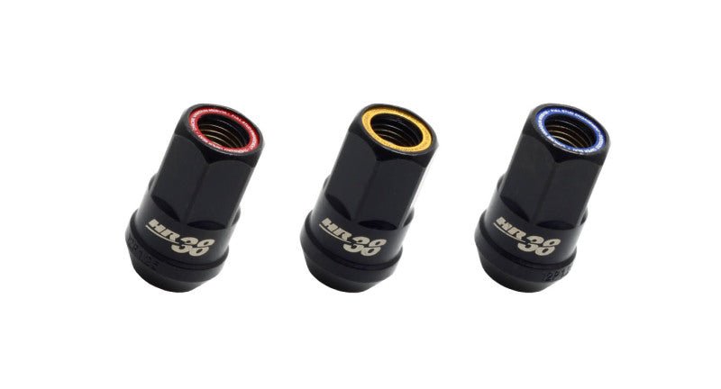 Wheel Mate Muteki HR38 Open End Lug Nuts 12x1.25 Black Chrome / Yellow Ring - My Store