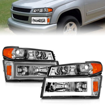 compare product ANZO 04-12 GM Colorado/Canyon/I-Series Crystal Headlights - w/ Light Bar Chrome Housing 4pcs