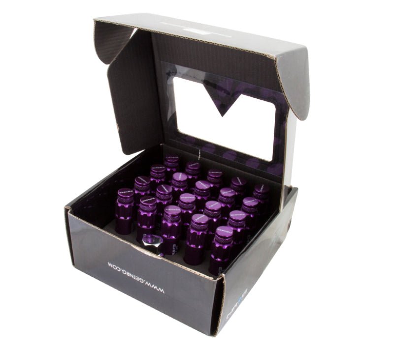 NRG 700 Series M12 X 1.5 Steel Lug Nut w/Dust Cap Cover Set 21 Pc w/Locks & Lock Socket - Purple - My Store