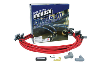 compare product Moroso Chevrolet Small Block Ignition Wire Set - Ultra 40 - Unsleeved - HEI - Under Header - Red