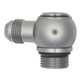 compare product DeatschWerks 10AN ORB Male to 8AN Male Flare Low Profile 90-Degree Swivel - Anodized DW Titanium