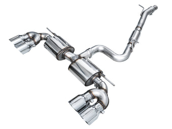 compare product AWE Tuning MK8 Volkswagen Golf R 3in Touring Edition Quad Exhaust - Chrome Silver Tips