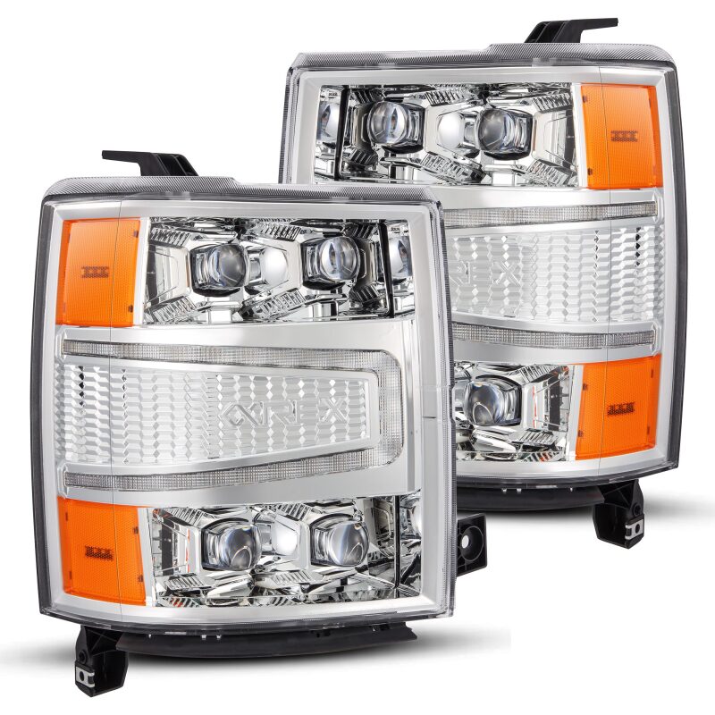 AlphaRex 04 - 15 Chevy 1500HD NOVA - Series LED Proj Headlights Chrome w/Activ Light/Seq Signal & SB DRL - My Store