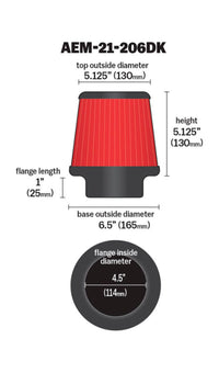 AEM 4.50 in Short Neck 5 in Element Filter - My Store