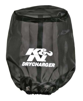compare product K&N Drycharger Air Filter Wrap Round Tapered Black 5.375in Base ID x 4.375in Top ID x 7 H