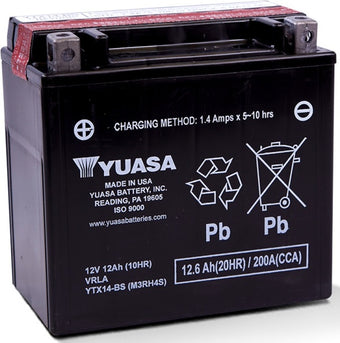 compare product Yuasa YTX14-BS Maintenance Free AGM 12-Volt Battery w/Bottle