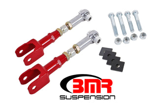 compare product BMR 15-17 S550 Mustang Rear On-Car Adj. Rod Ends Toe Rods - Red