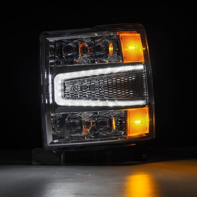 AlphaRex 04 - 15 Chevy 1500HD NOVA - Series LED Proj Headlights Chrome w/Activ Light/Seq Signal & SB DRL - My Store
