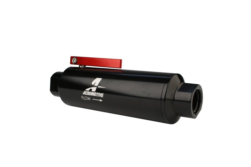 Aeromotive In - Line AN - 10 Filter w/Shutoff Valve 100 Micron SS Element - Black Anodize Finish - My Store