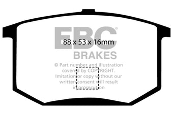 compare product EBC 75-80 Lotus Esprit 2.0 Redstuff Rear Brake Pads