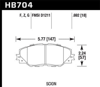 compare product Hawk 06-16 Toyota RAV4 HPS 5.0 Front Brake Pads