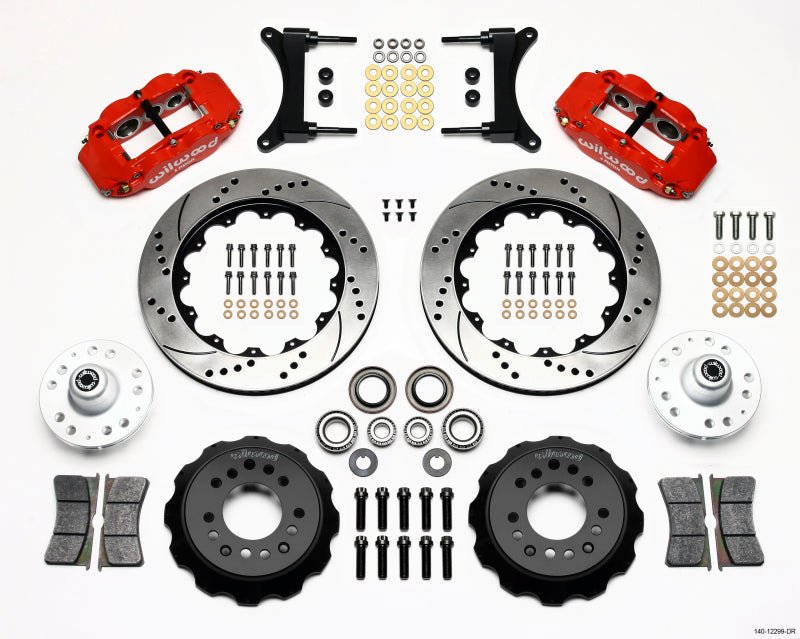 Wilwood Narrow Superlite 6R Front Hub Kit 14.00in Drill Red 79 - 87 GM G Body - My Store