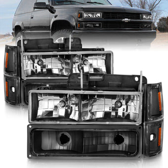 compare product ANZO 88-98 Chevrolet C1500 Crystal Headlights Black
